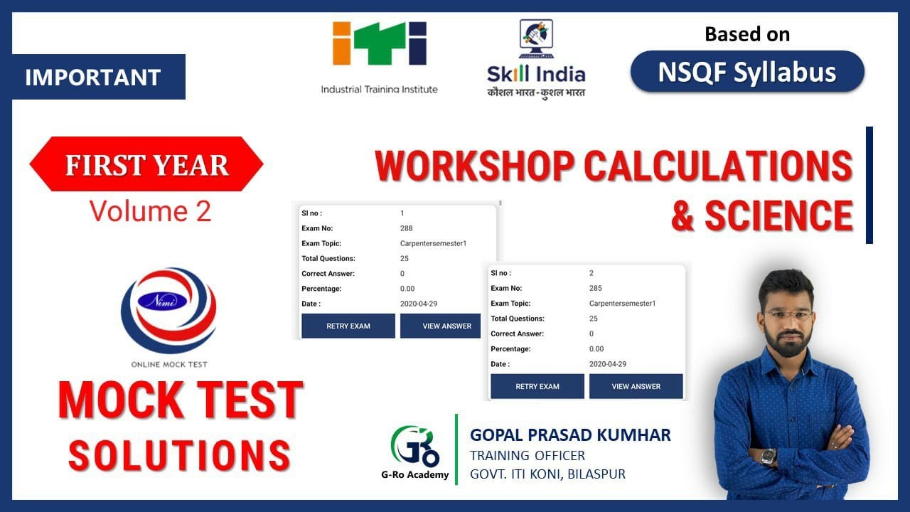 MOCK TEST SOLUTION| NIMI SOLUTION| FIRST YEAR| OBJECTIVE QUESTIONS| WORKSHOP CALCULATION AND SCIENCE