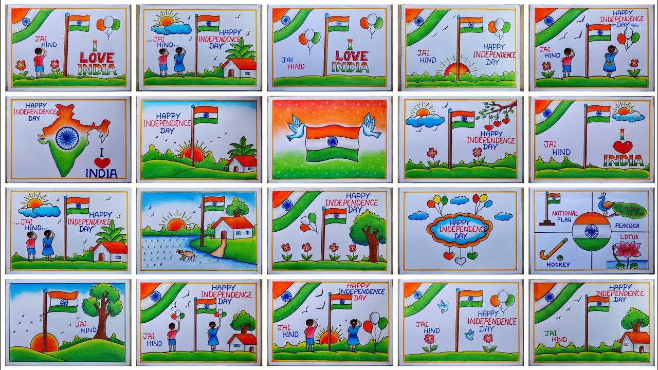 Independence Day drawings easy| Independence day poster drawings| Happy Independence day drawings