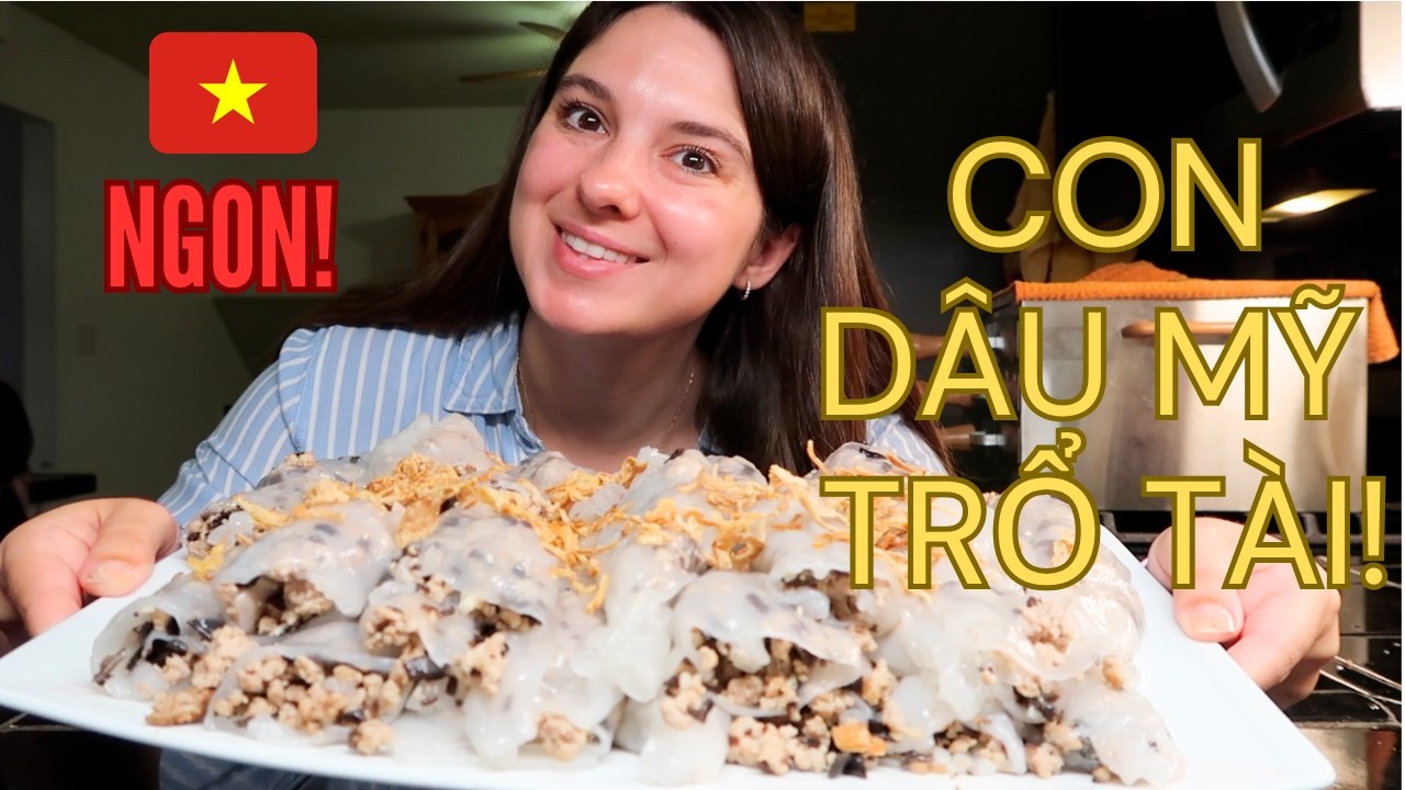 Con dâu Mỹ tự làm bánh cuốn ở nhà cho gia đình ❤️ Making Bánh Cuốn for My family [English Subtitles]