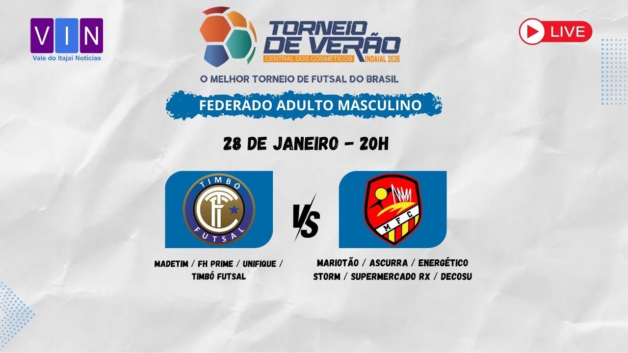 AO VIVO | Semi Final | 12ª Rodada – 39º Torneio de Verão de Indaial Central dos Cosméticos