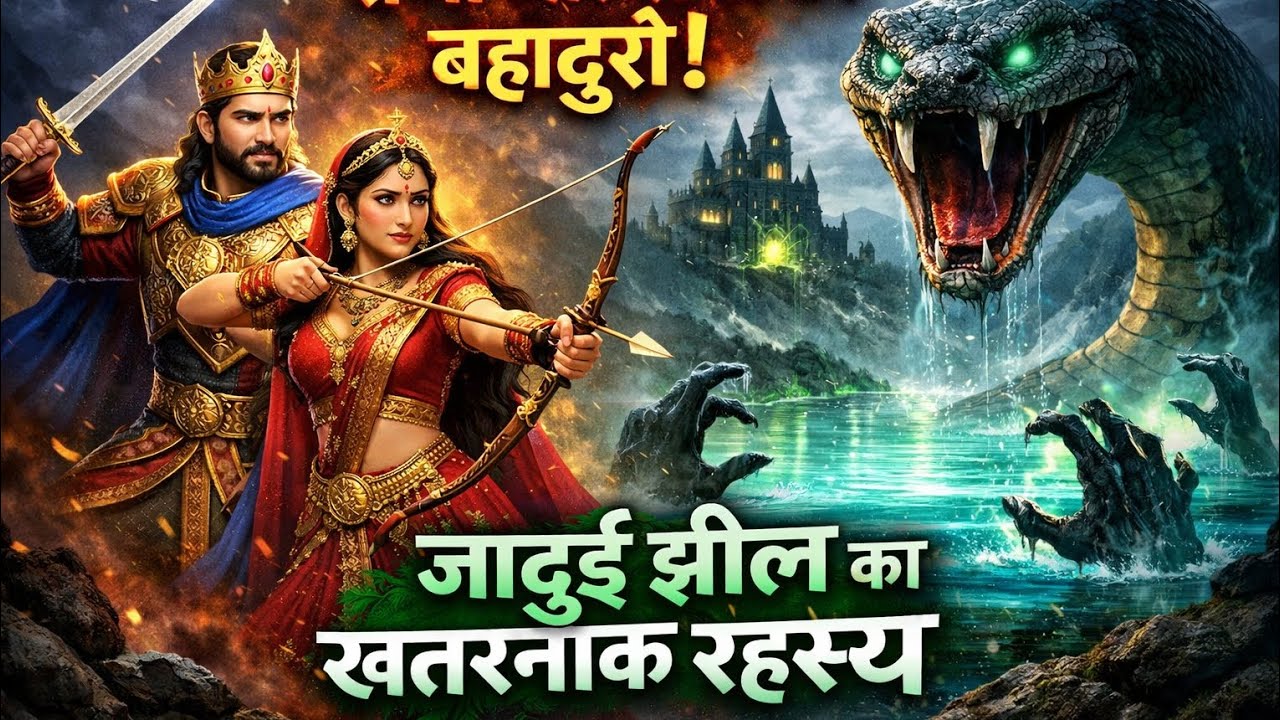  राजा और रानी की बहादुरी | जादुई झील का खतरनाक रहस्य | Hindi Story@thejycartoon 