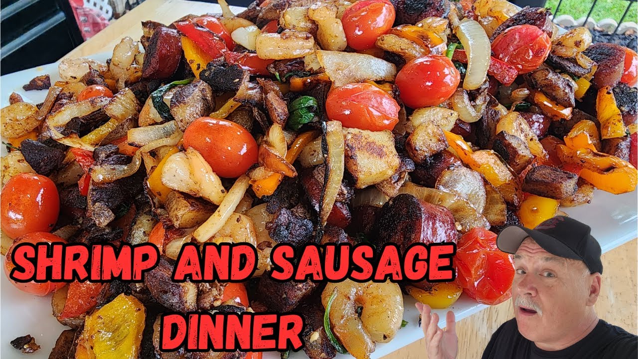 Loaded Shrimp and Sausage Skillet Dinner on the Blackstone Griddle
