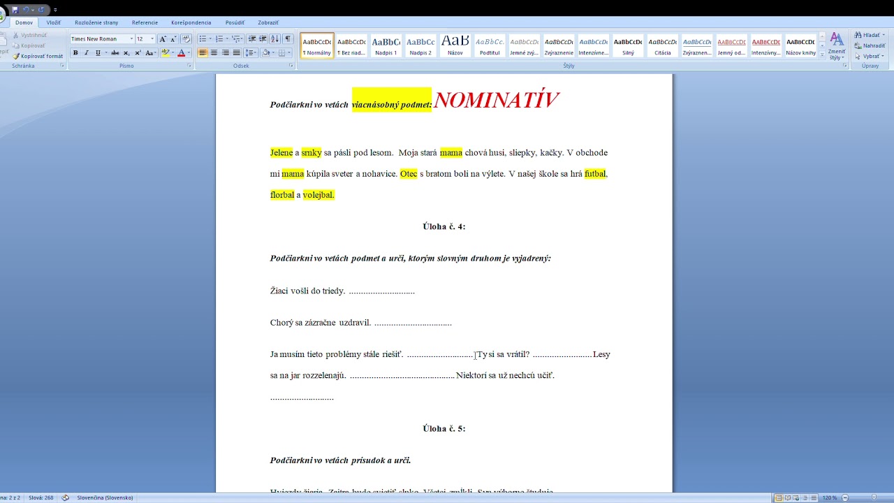 Hlavné vetný členy   podmet a prísudok   Microsoft Word nekomerčné použitie 2020 05 04 08 23 59