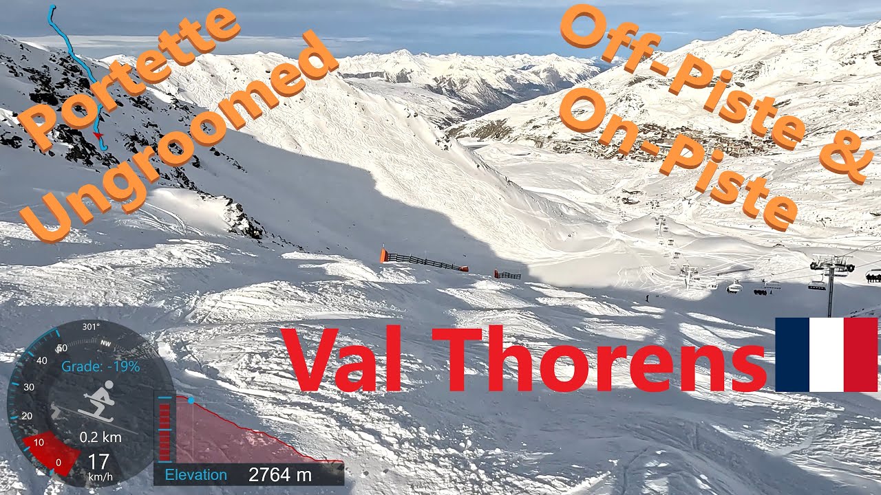 [4K] Skiing Val Thorens Les3Vall&eacute;es, La Portette Going Off-Piste and On-Piste, France, GoPro HERO11