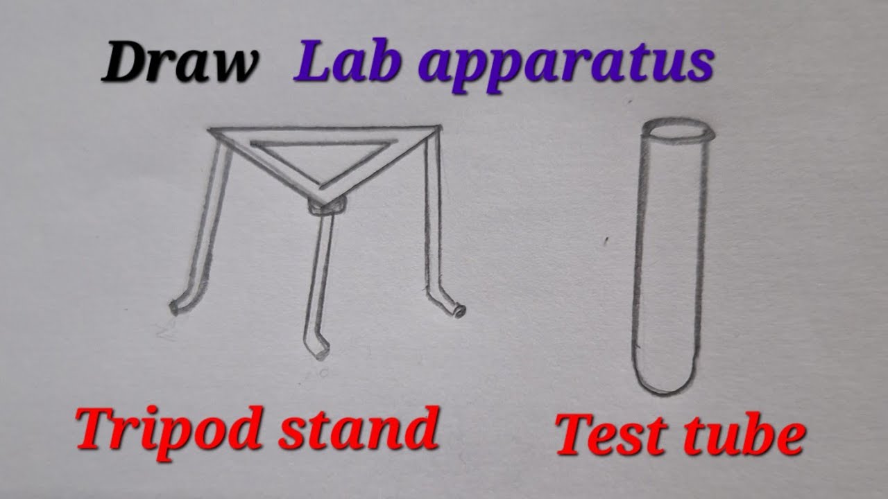 Test tube drawing easy,Tripod stand drawing easy,Chemistry lab equipment drawing,Draw lab apparatus,