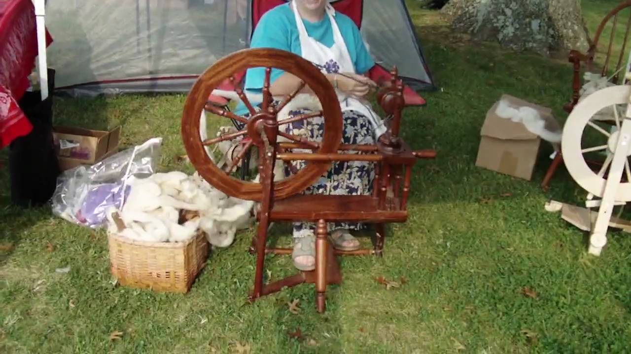 Wool spinning at Small Town America Fest
