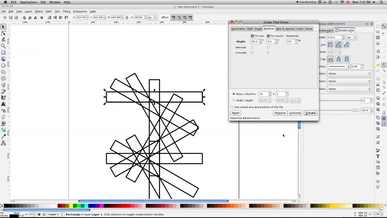 How to Spin and Clone with Create Tiled Clones Window in Inkscape