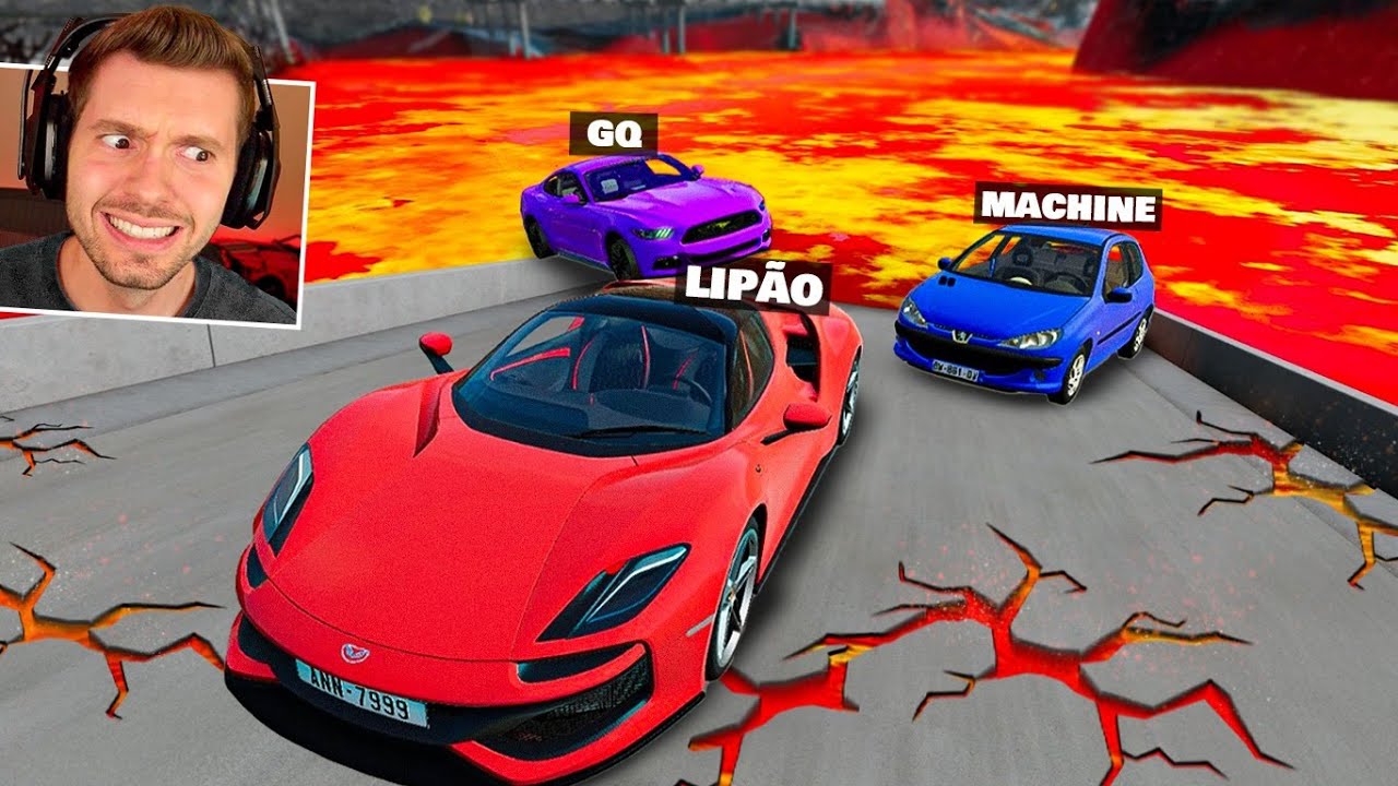 Destruindo CARROS na LAVA REALISTA no BeamNG Drive!