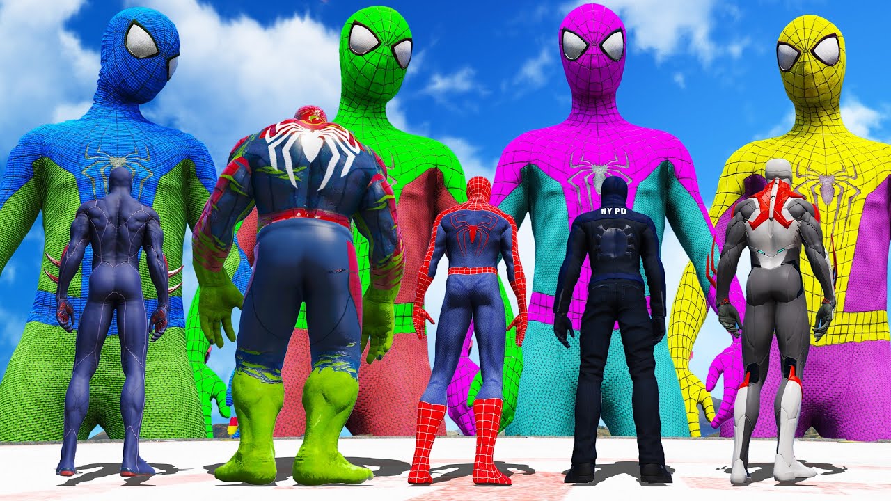 World War SpiderMan - Team Spider Man & Spider Hulk VS Spider Man Army Color - Monster Universe