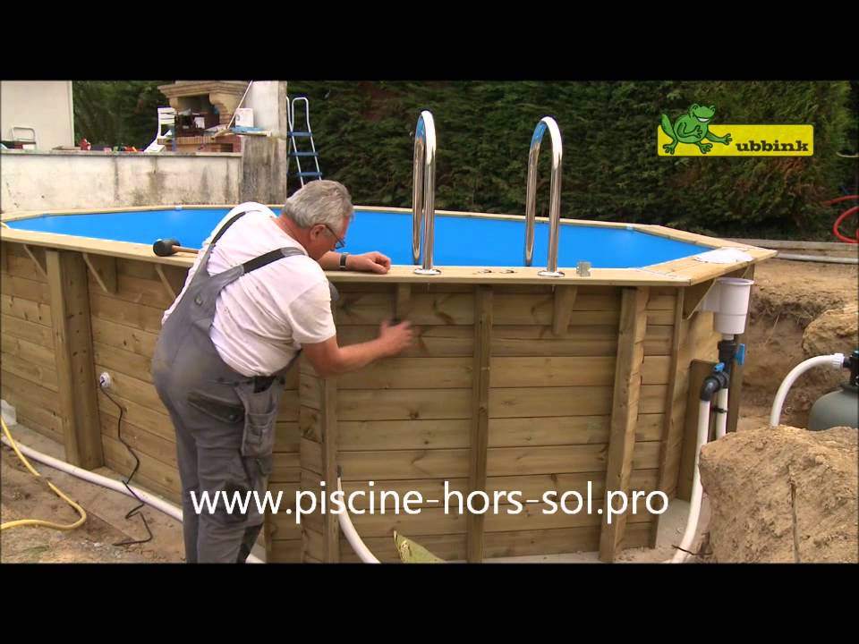 Montage piscine bois Ubbink octogonale allongée
