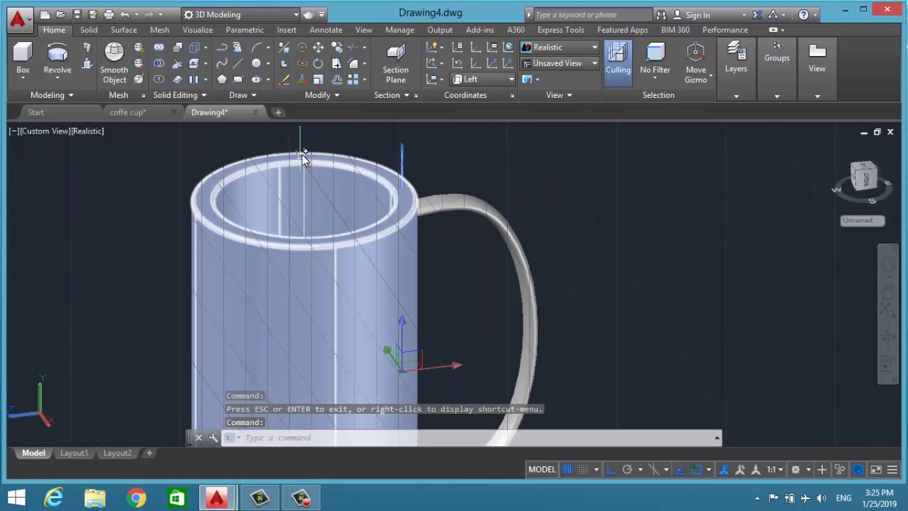 MAKING COFFEE CUP IN AUTOCAD