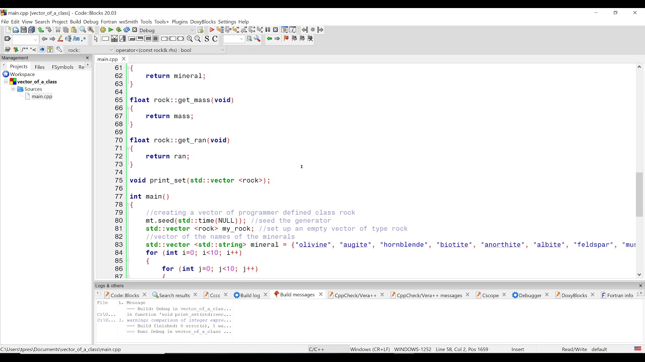 Using a Vector of a Programmer Defined Class and random in C++