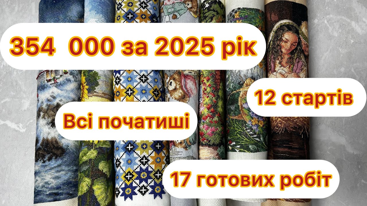 📈 Підсумки вишивального 2025 року.  🖼️ Всі розпочаті процеси на 01.01.2026. Вишивка хрестиком