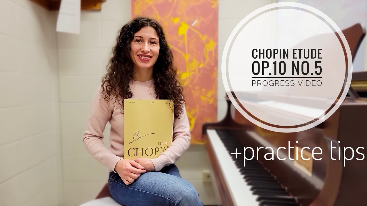 Chopin Etude Op. 10. No. 5. Progress Video: 1 month and 3 weeks later. With advice on practice tips!