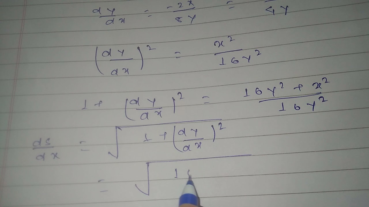 surface area formed by revolution of x(square) + 4y(square)=16