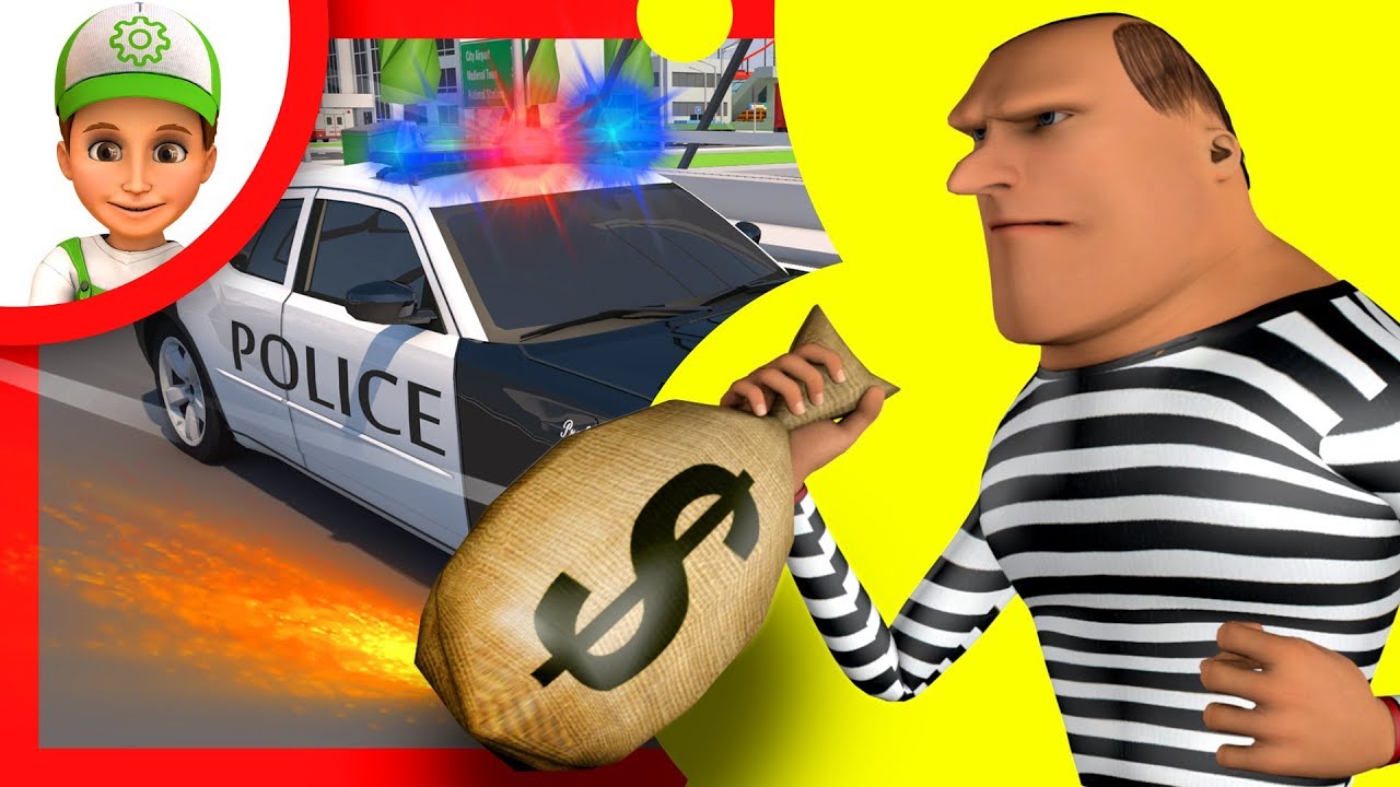 Car racing with Handy Andy and bandits. Cartoons Funny Cartoon Videos