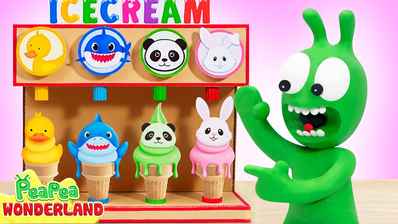 Pea Pea Animal Ice Cream Adventure! Baby Shark, Little Duck, Panda, Rabbit 🐥🦈🐼🐰 | Cartoon for Kids