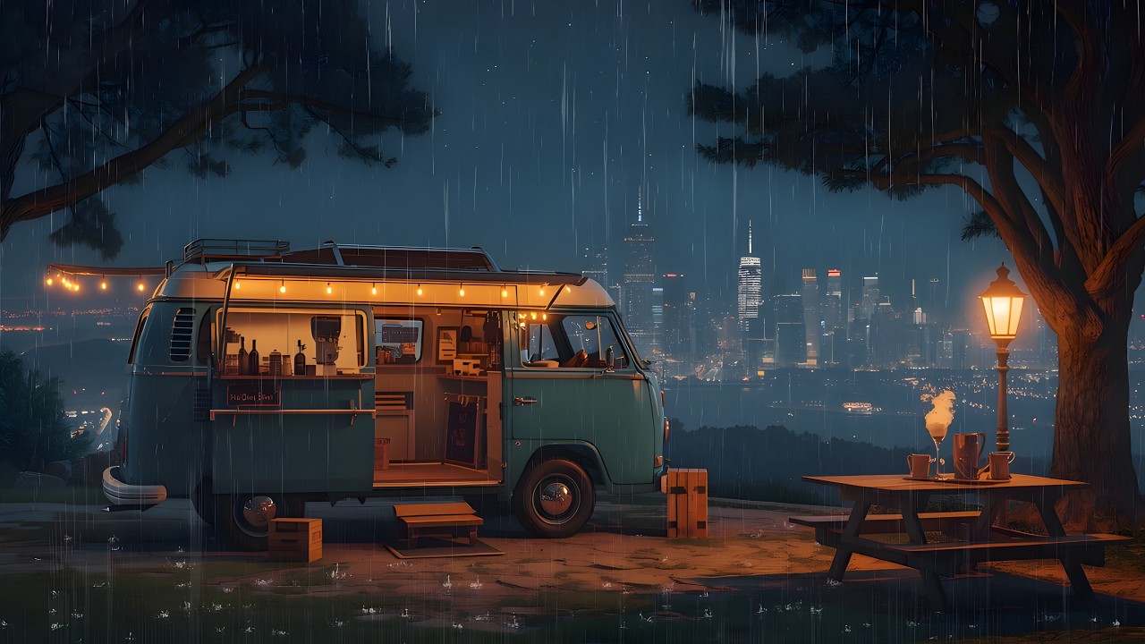 90's Midnight Rain Lofi 🎧 Calm Sleep Beats with Soft Rain Ambience