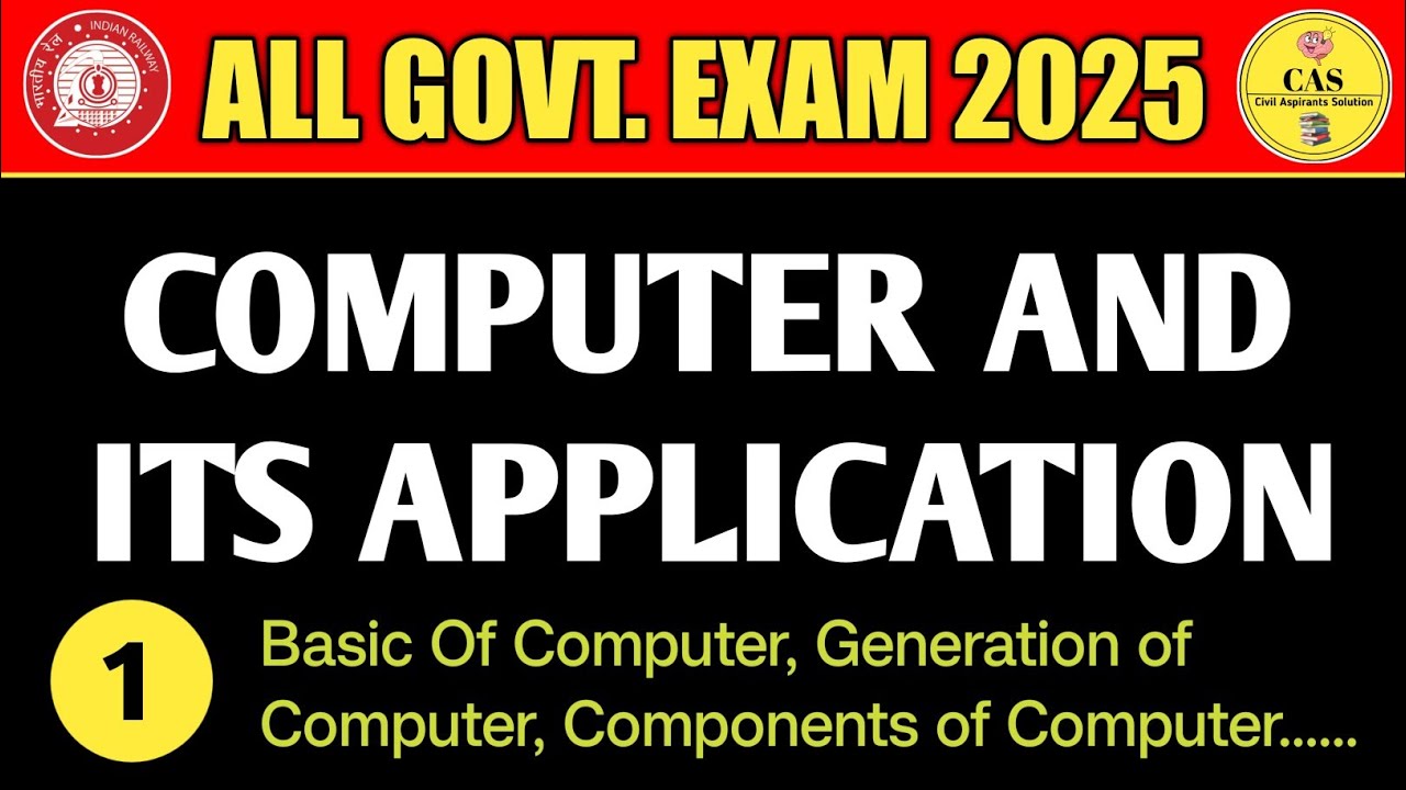 Basic Of Computer & Application #1 | Computer For All Railway Exam | Computer Class RRB JE 2024