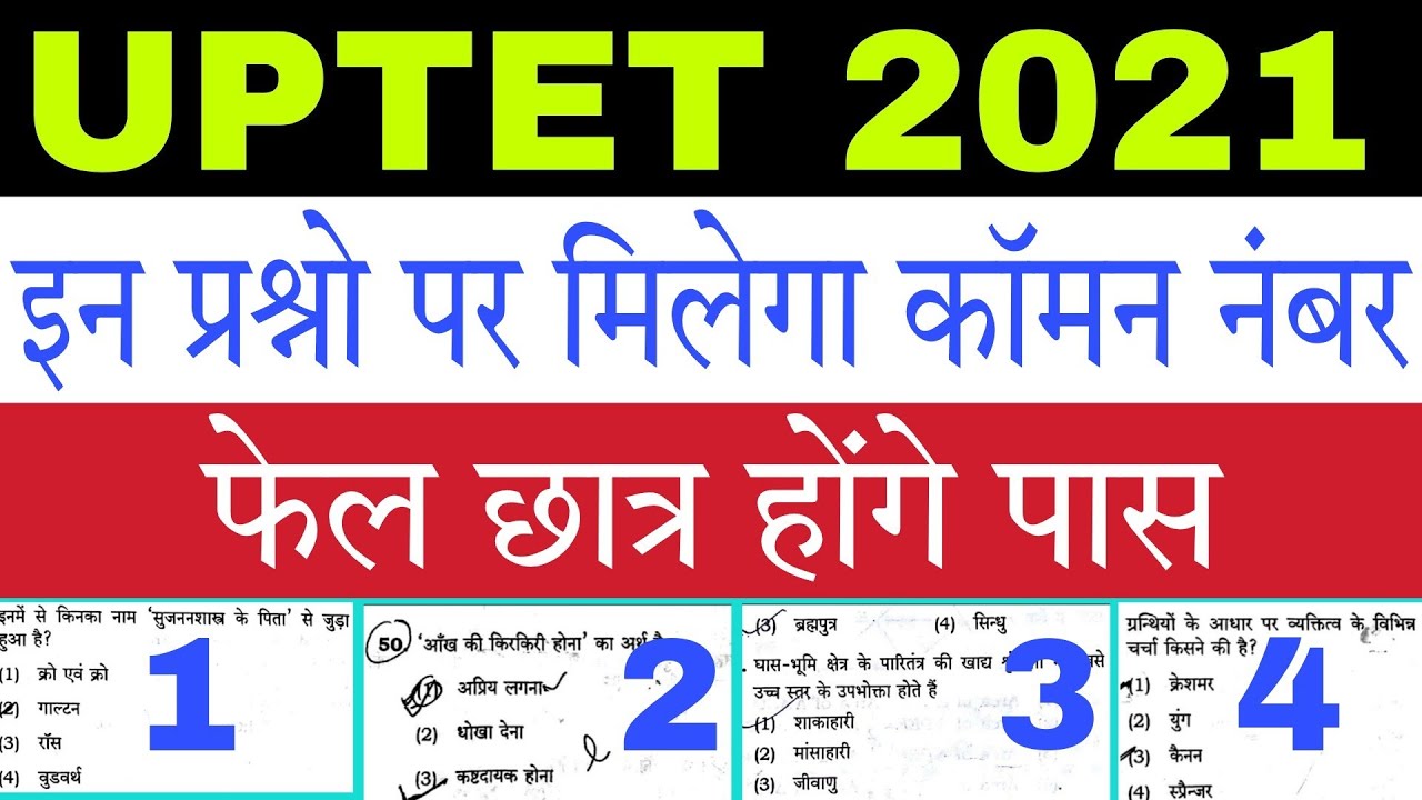 UPTET 2021: इन प्रश्नो पर मिलेगा Common Number