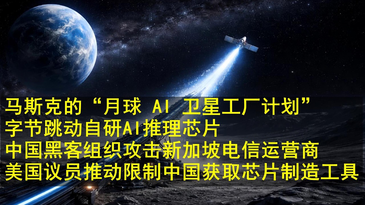20260211 - 马斯克的“月球 AI 卫星工厂计划”; 字节跳动自研AI芯片，与三星展开制造谈判; 中国背景黑客组织针对新加坡四大电信运营商发动攻击; 美国国会议员正推动限制中国获取芯片制造工具