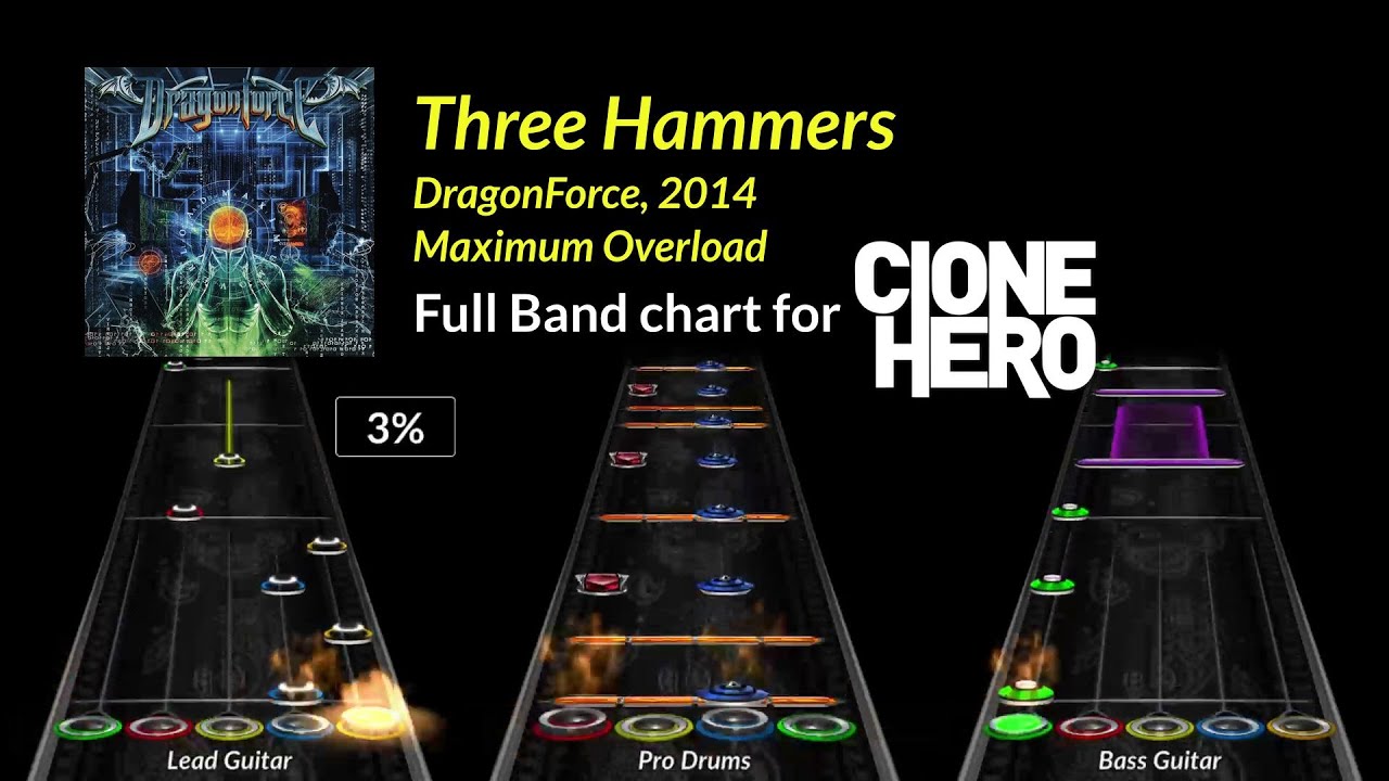 DragonForce - Three Hammers : Full band chart for Clone Hero/YARG