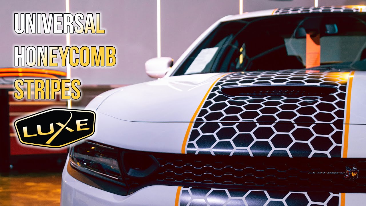 Honeycomb racing stripes- fits any car! Installed on Dodge Charger from Luxe Auto Concepts