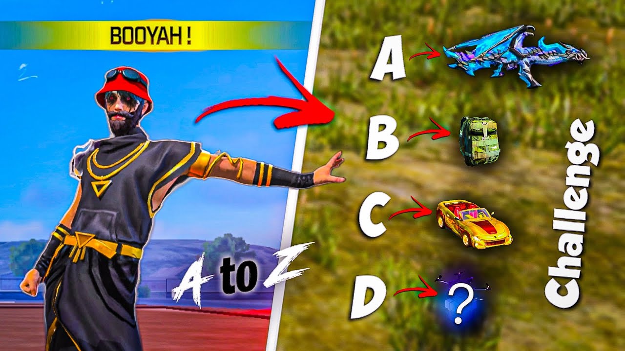 A to Z letter item challenge in free fire