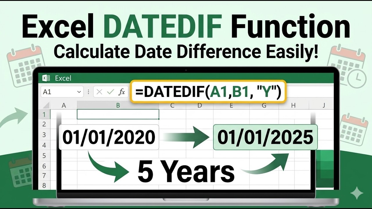 របៀបប្រើប្រាស់រូបមន្ត Datedif() ក្នុងការរកអាយុរបស់អ្នក