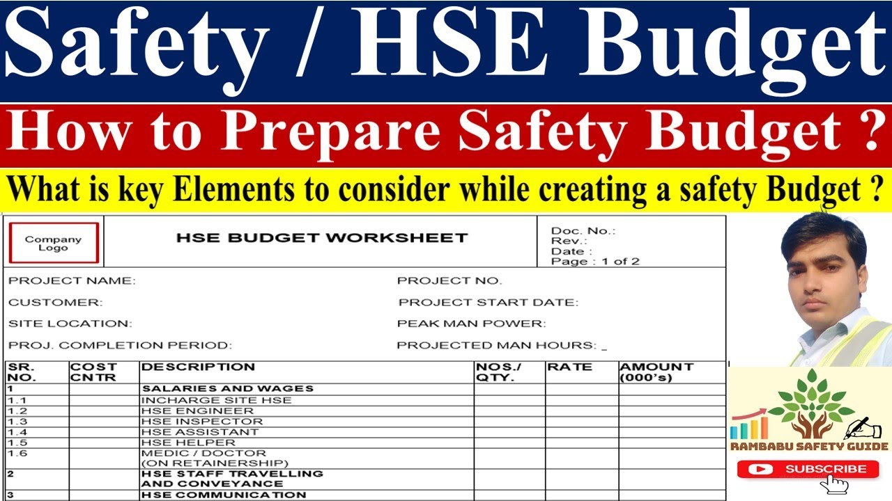 Safety Budget ! HSE Budget ! Budgeting for health and safety ! How to prepare safety/HSE  Budget