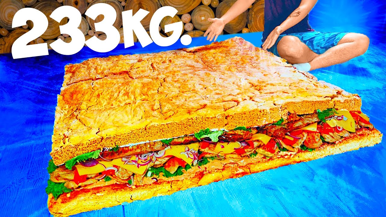 Cocin&eacute; un S&aacute;ndwich gigante que pesaba 233 kg por VANZAI COCINANDO