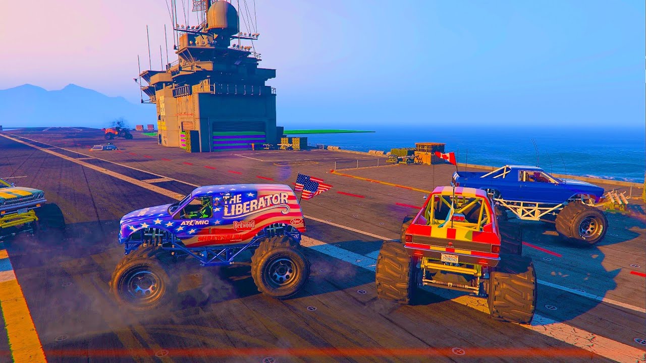 6-Player Monster Truck Sumo - GTA V Online Funny Moments | JeromeACE