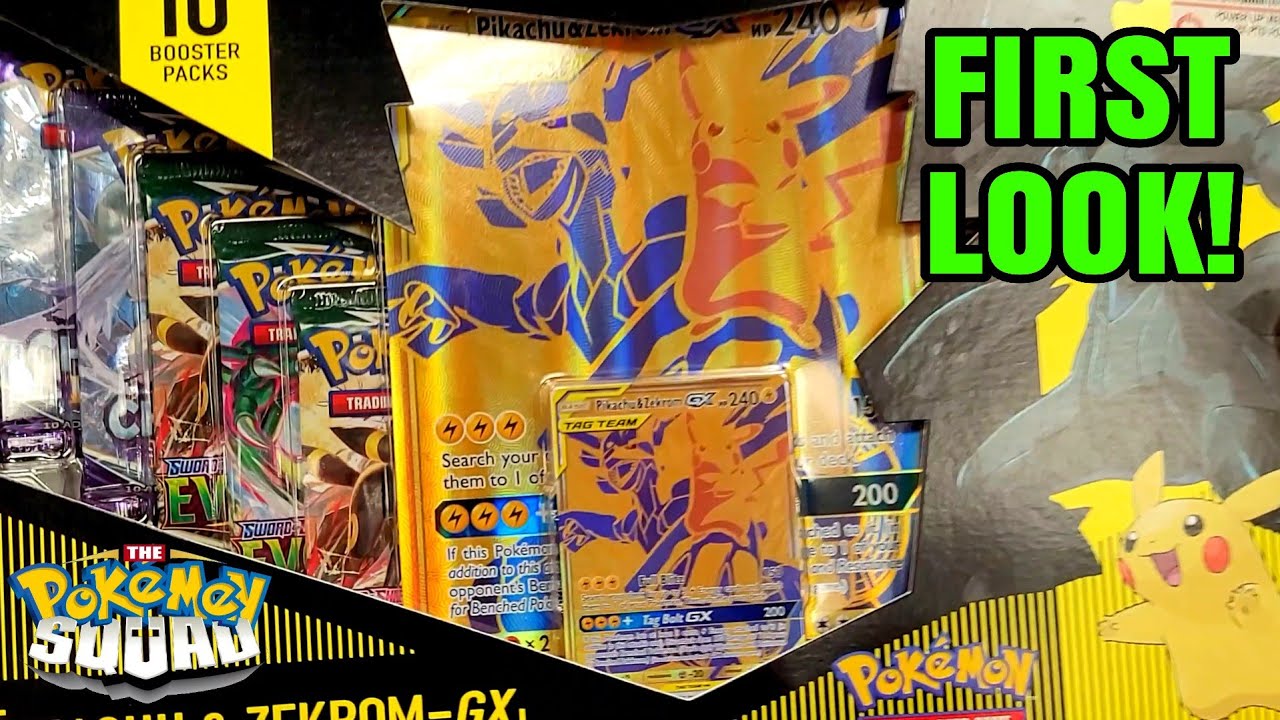Pikachu & ZEKROM GX Tag Team Gold Box First Look! Gamestop Exclusive! Gold Cards! Pok&eacute;mon TCG Cards!