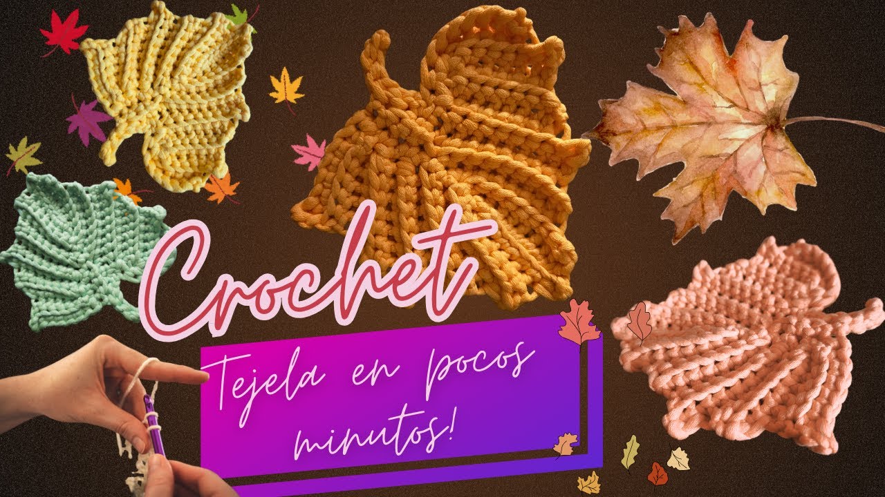 Hoja de Otoño 🍁 Tejida a Crochet Facilísima Tutorial Paso a Paso Hoja Maple para decorar 🍂