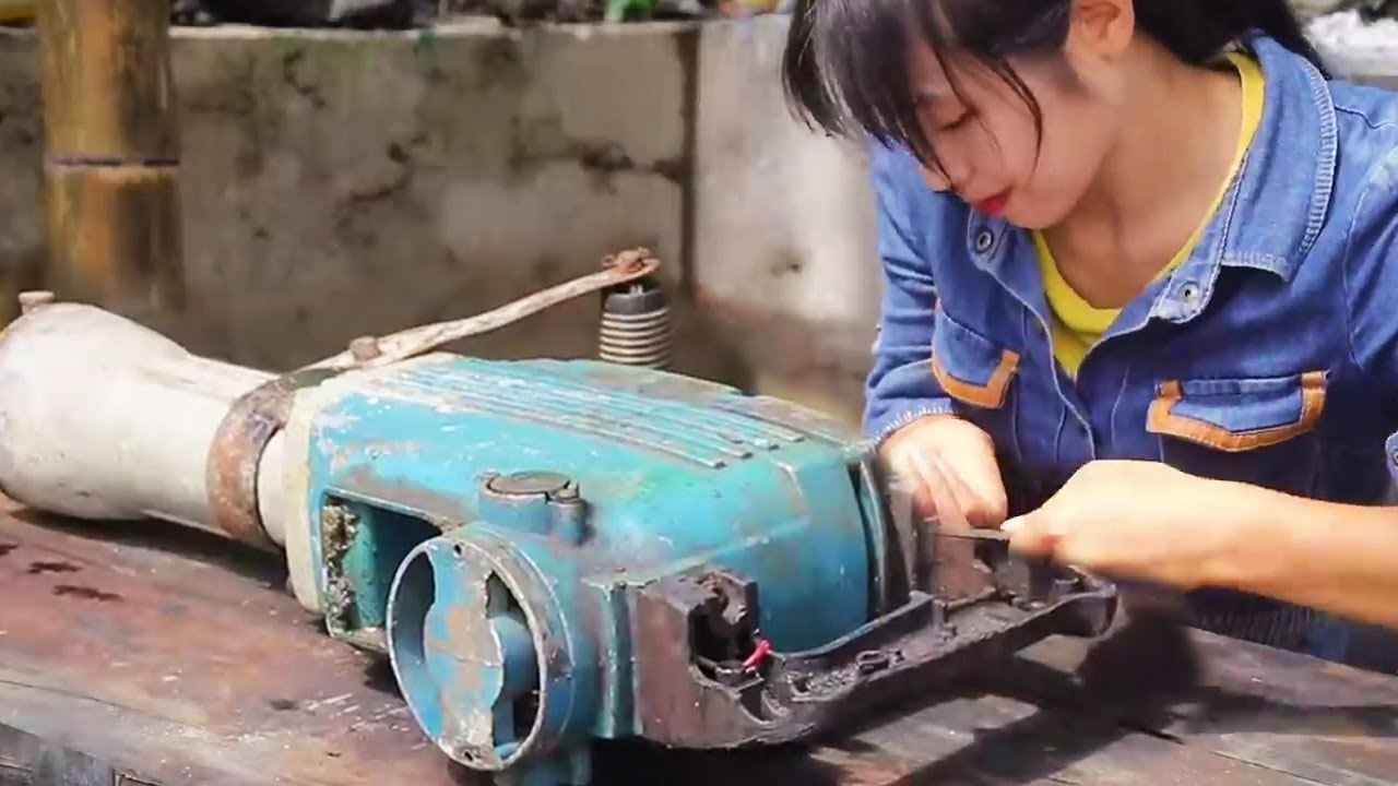 修复破旧的电镐，零件配件全没有了Repair broken electric pickaxe | 林果儿