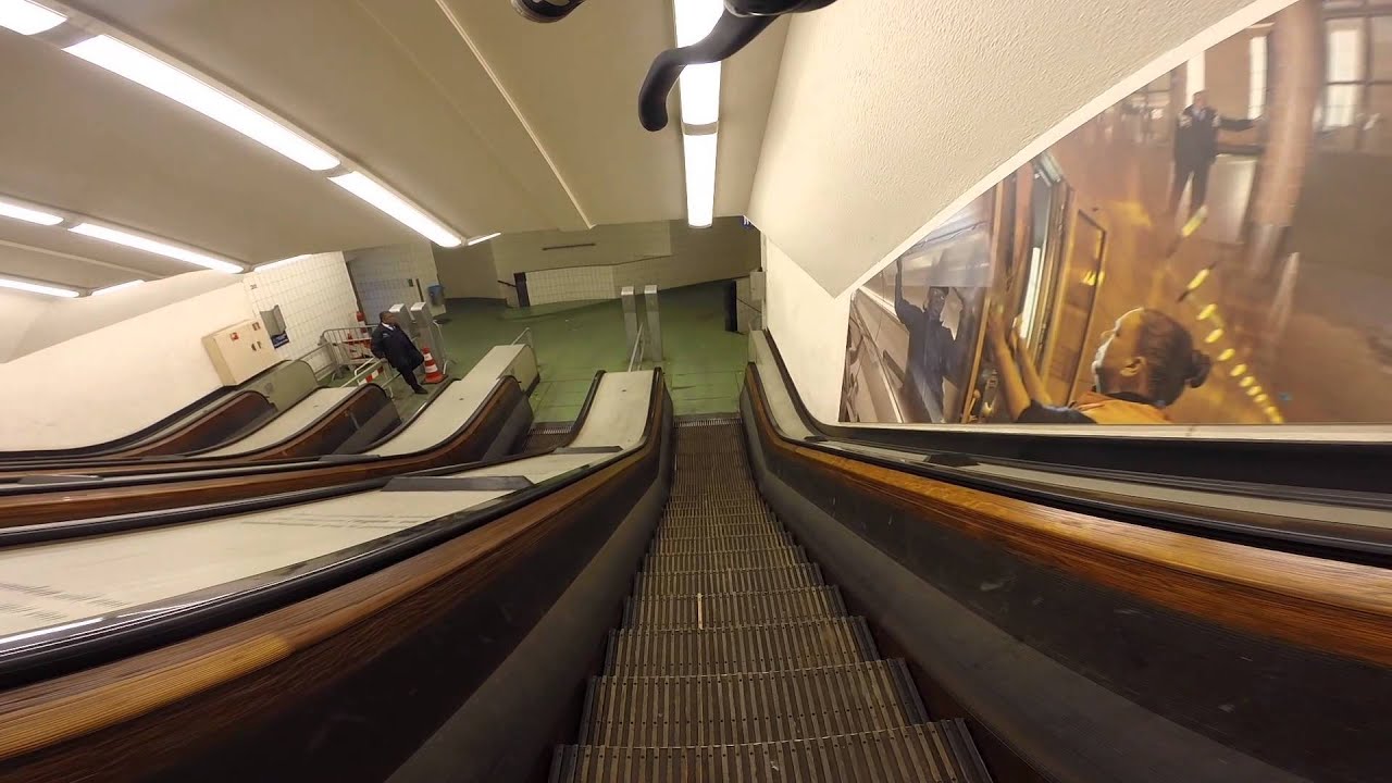 Cycling through the Maastunnel Rotterdam, the Netherlands