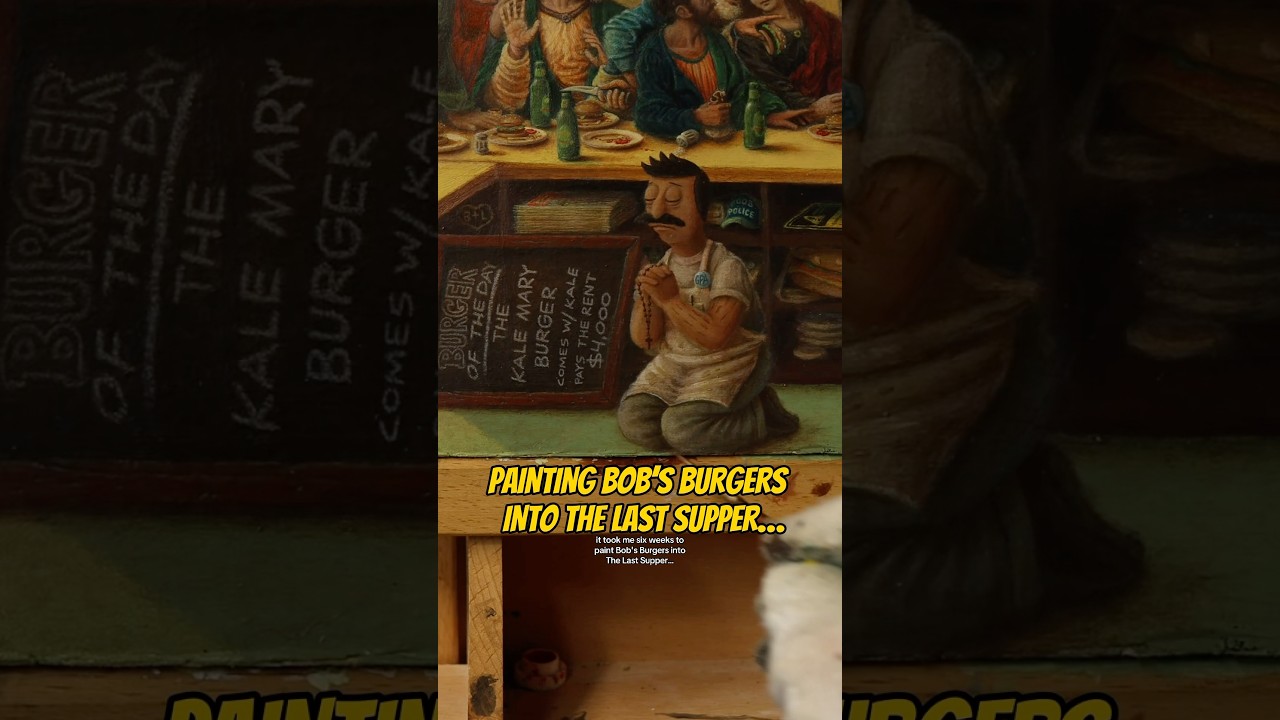 I painted Bob&rsquo;s Burgers into The Last Supper! 🍔 🍷 #bobsburgers #art #thelastsupper
