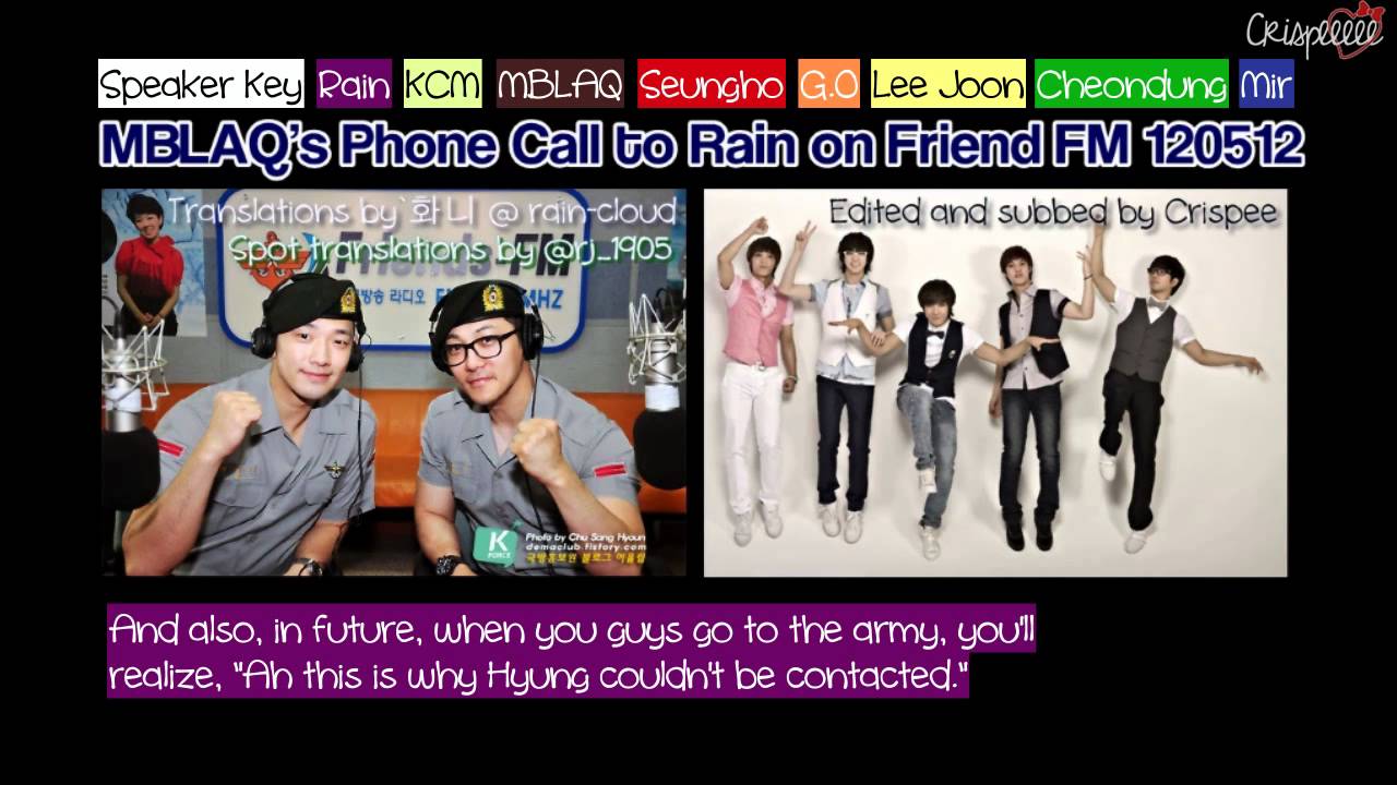 120512 [ENG SUB] MBLAQ Phones Rain on Friend FM
