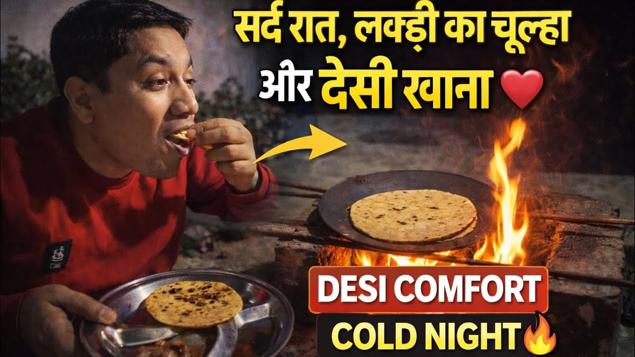 सर्द रात, लकड़ी का चूल्हा और देसी खाना !!! Wood-Fire Cooking on a Cold Night | Desi Vibes!!!