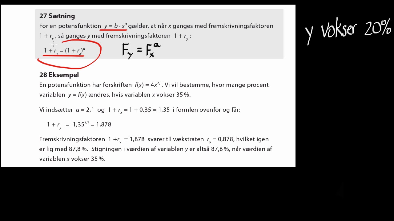 Vækst i procent på de to variable