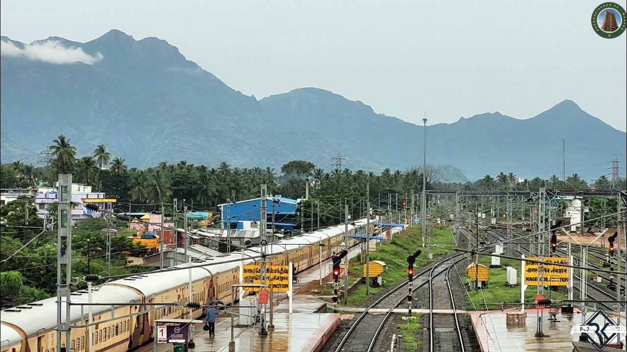 NAGERCOIL - KANYAKUMARI DOUBLING | NEW PLATFORM WORKS AT KANYAKUMARI | JOURNEY UNDER RAINFALL☔🌧️🚂 ♥️