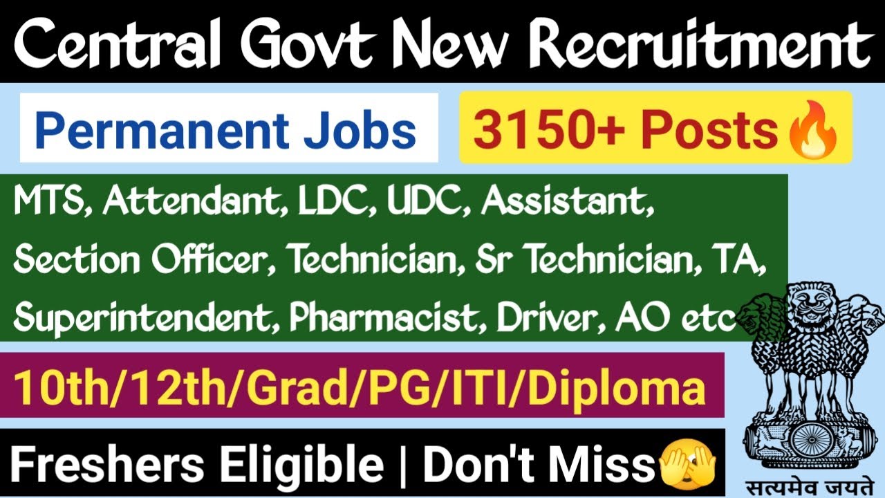 🛑3150+ Posts: Central Govt New Vacancy 2026 | Group A, B & C Permanent Posts| Last Date🪫Apply Now !