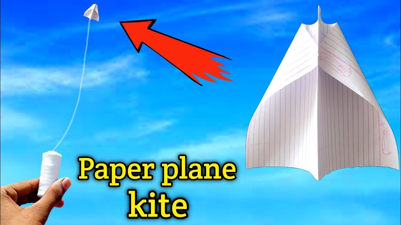 How to make note book paper plane kite , flying paper plane kite , how to make kite , patang flying