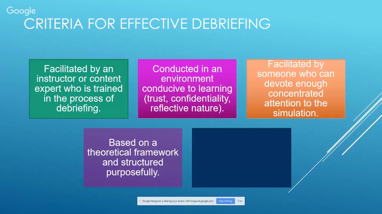 Simulation Workshop: Effective Debriefing