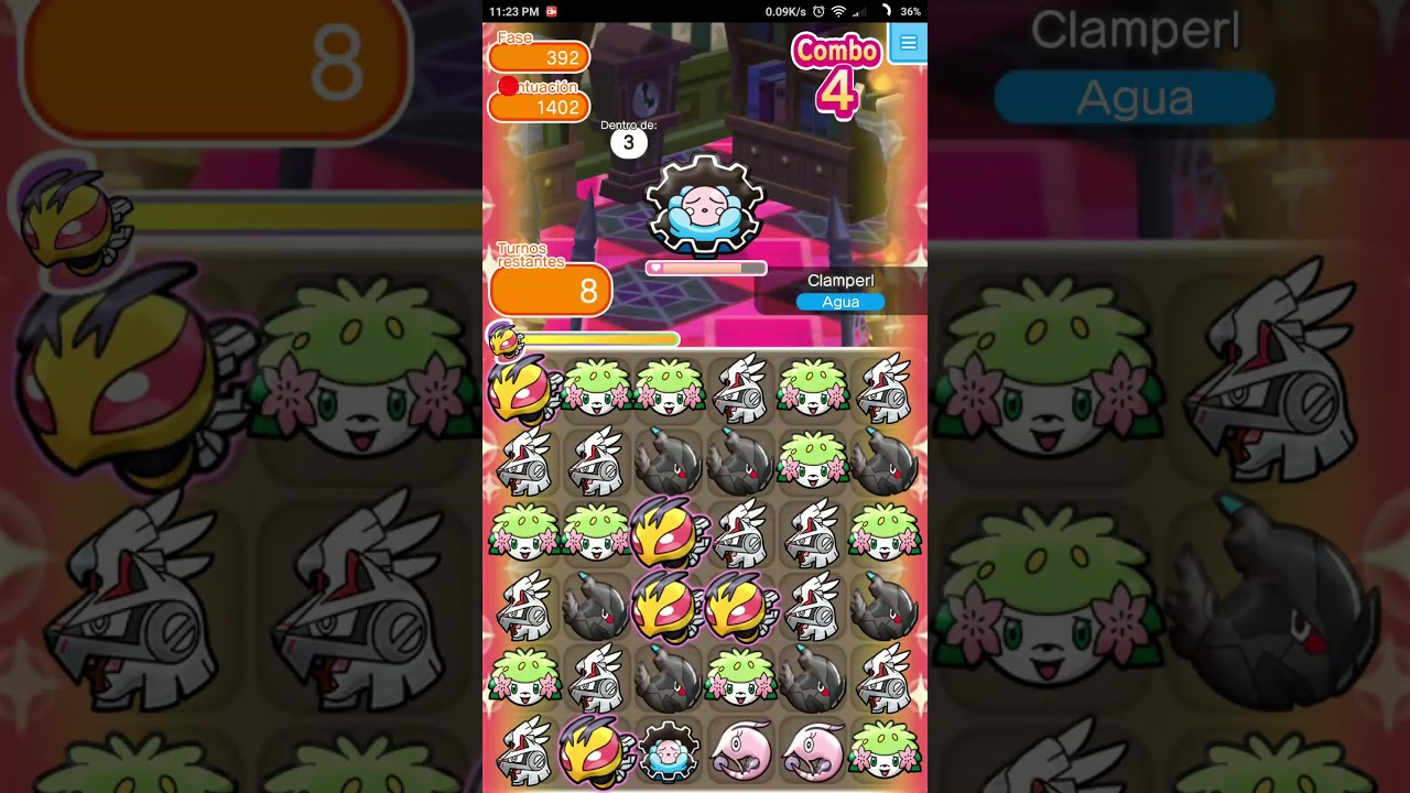 Pokémon Shuffle - Clamperl (Itemless). Stage 392.