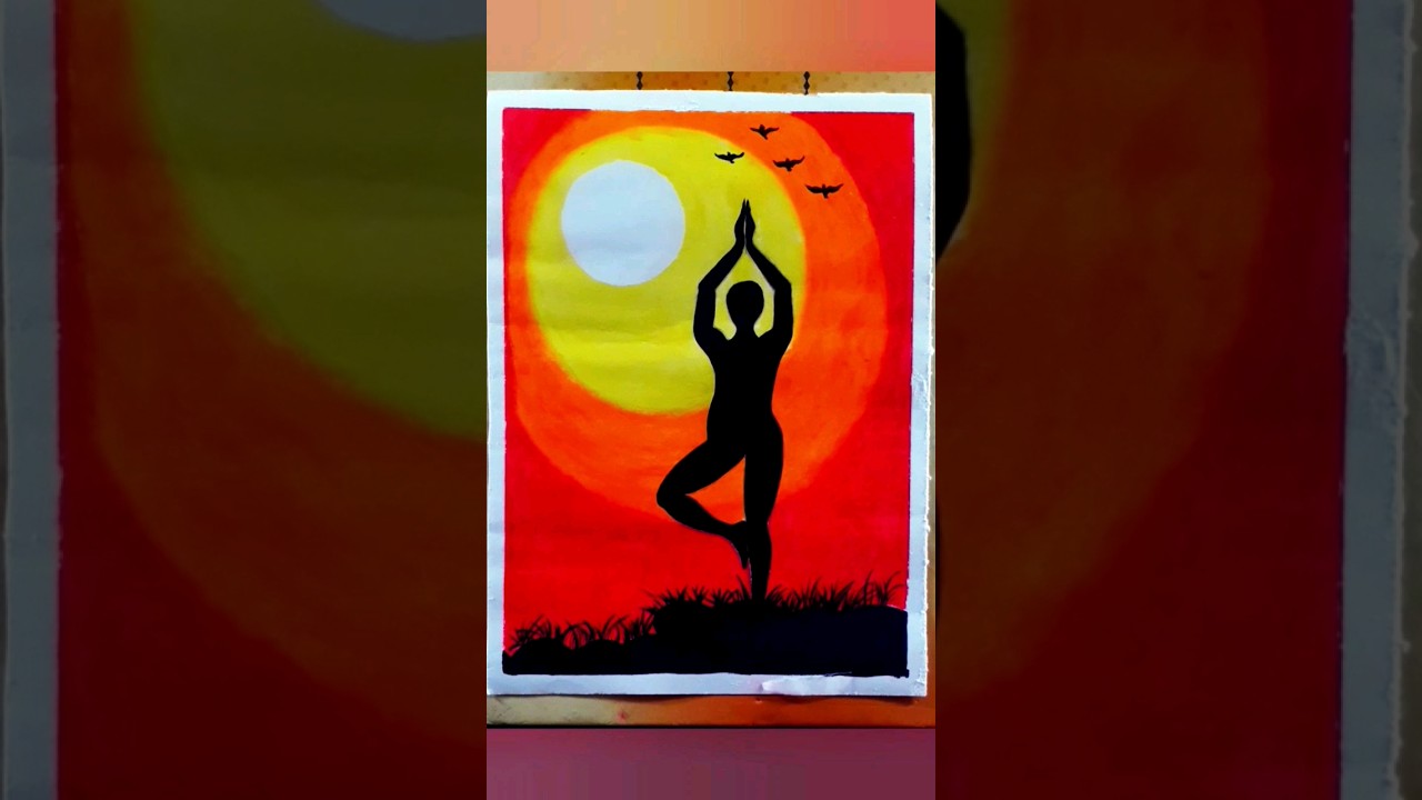 International Yoga Day Drawing #shorts #artwithshrabanisourin