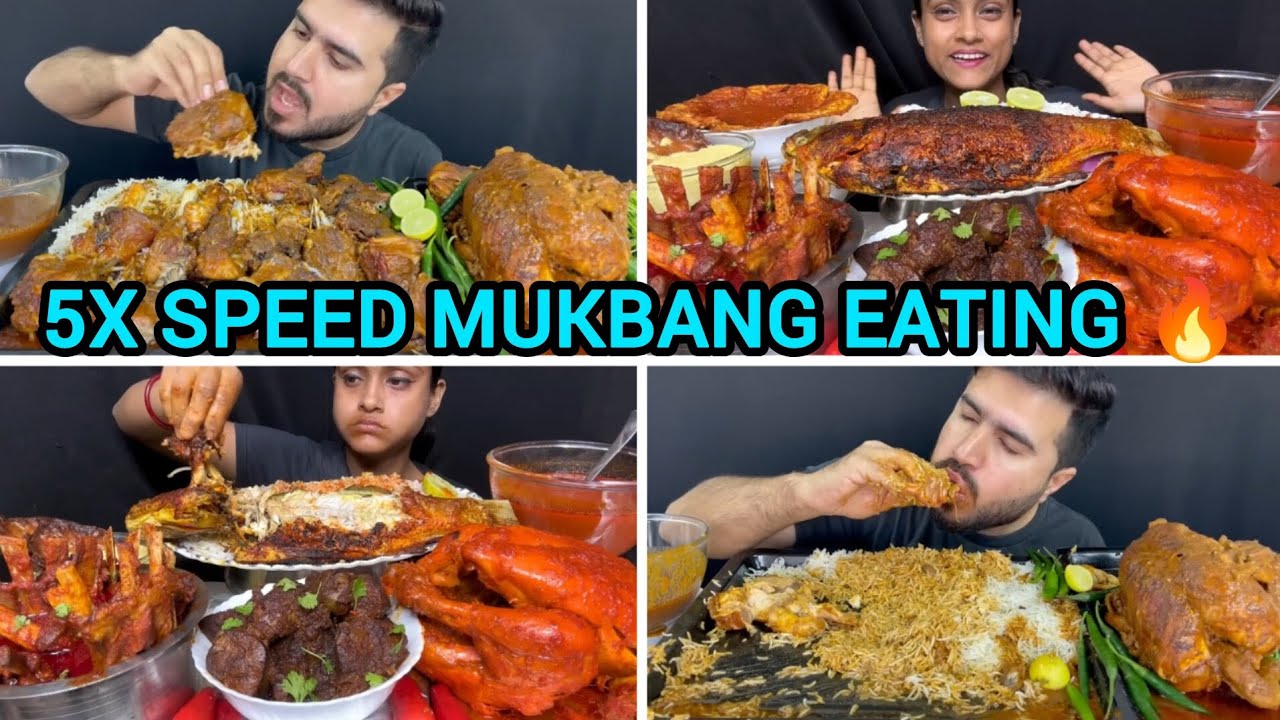 5X SPEED MUKBANG EATING SPICY 🔥🥵 MUTTON CURRY CHICKEN LEG PIECE #mukbang #eatingvideos #youtube 