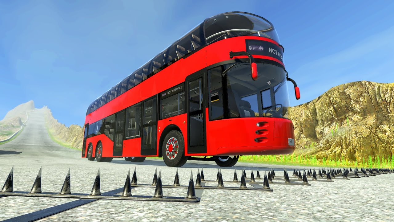 Безумие на спуске по полосе с шипами | Геймплей BeamNG Drive 