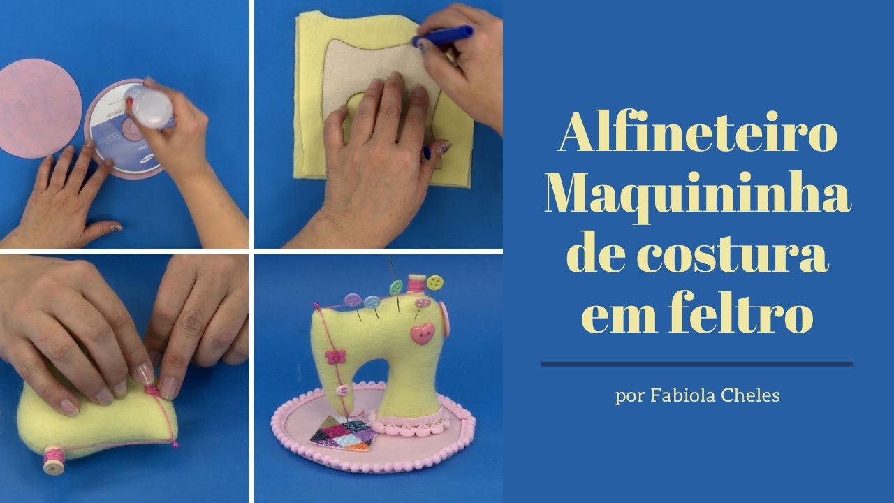 Alfineteiro Maquininha de costura em feltro - por Fabiola Cheles