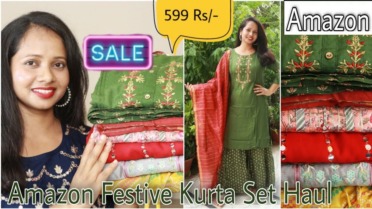 Amazon Kurta Palazzo Dupatta Set Haul | Amazon Festive Kurta Sharara Set Review | Ranjana R
